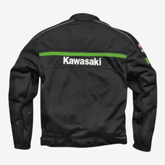 Kawasaki Mesh Motorcycle Jacket Black Breathable Windproof Biker Jacket