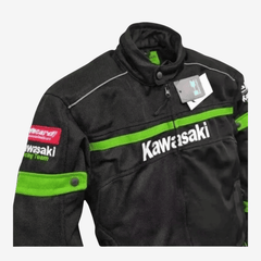 Kawasaki Mesh Motorcycle Jacket Black Breathable Windproof Biker Jacket