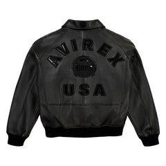 Handmade Men’s Iconic Avirex Leather Jacket Black Leather Bomber Jacket Aviator Style