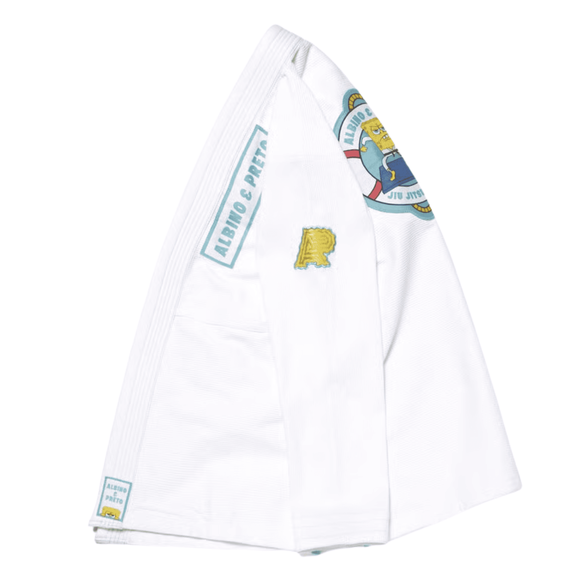 A&P Batch #73 SpongeBob Kids Gi White Pearl Weave Jiu Jitsu Kimono