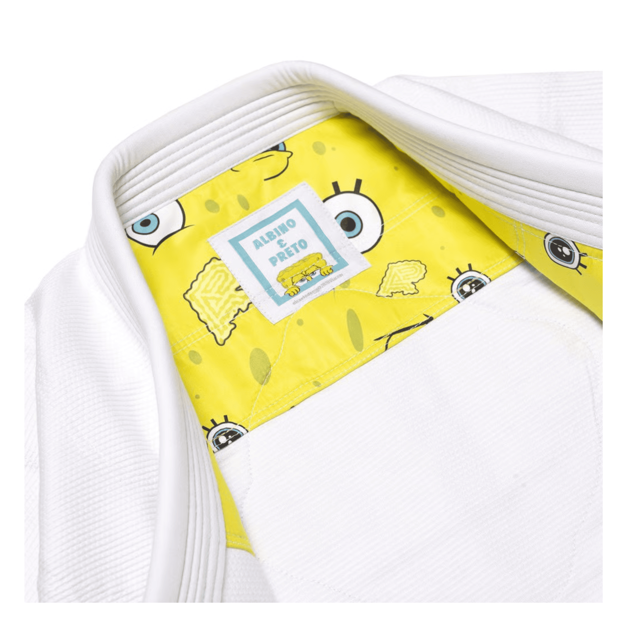A&P Batch #73 SpongeBob Kids Gi White Pearl Weave Jiu Jitsu Kimono