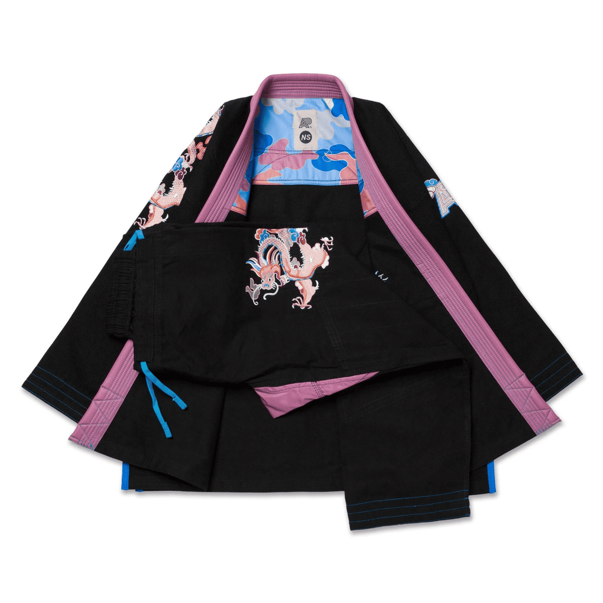 Albino & Preto Year of the Dragon BJJ Gi Black Pearl Weave Jiu Jitsu Kimono