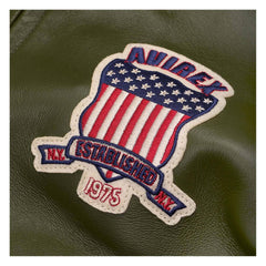 Men’s Avirex Leather Jacket Olive Leather Bomber Jacket Aviator Style